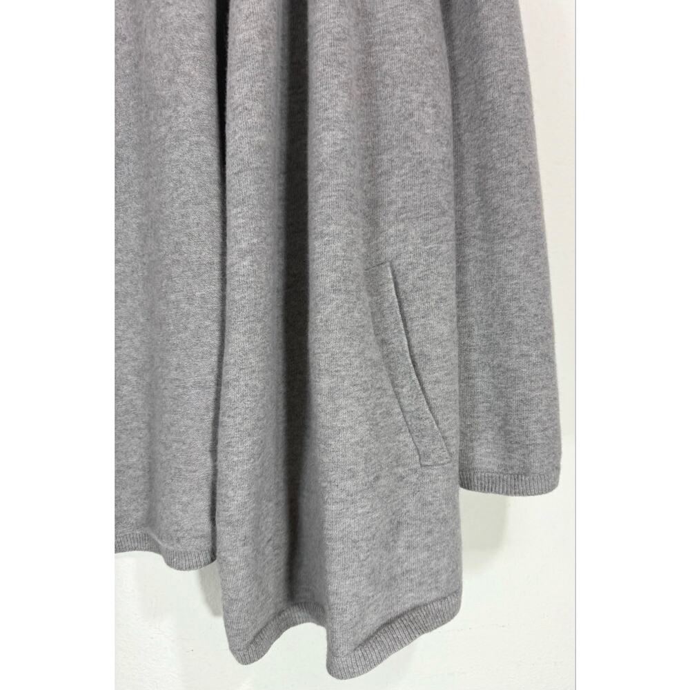 Theory Gray Merino Wool Blend Longline Open Front Pocket Cardigan Small Chic - Picture 6 of 11